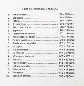 Listado de Grabados de la Carpeta